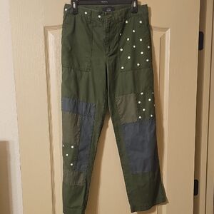 J. Crew Olive and Navy Patchwork Cargo Pants